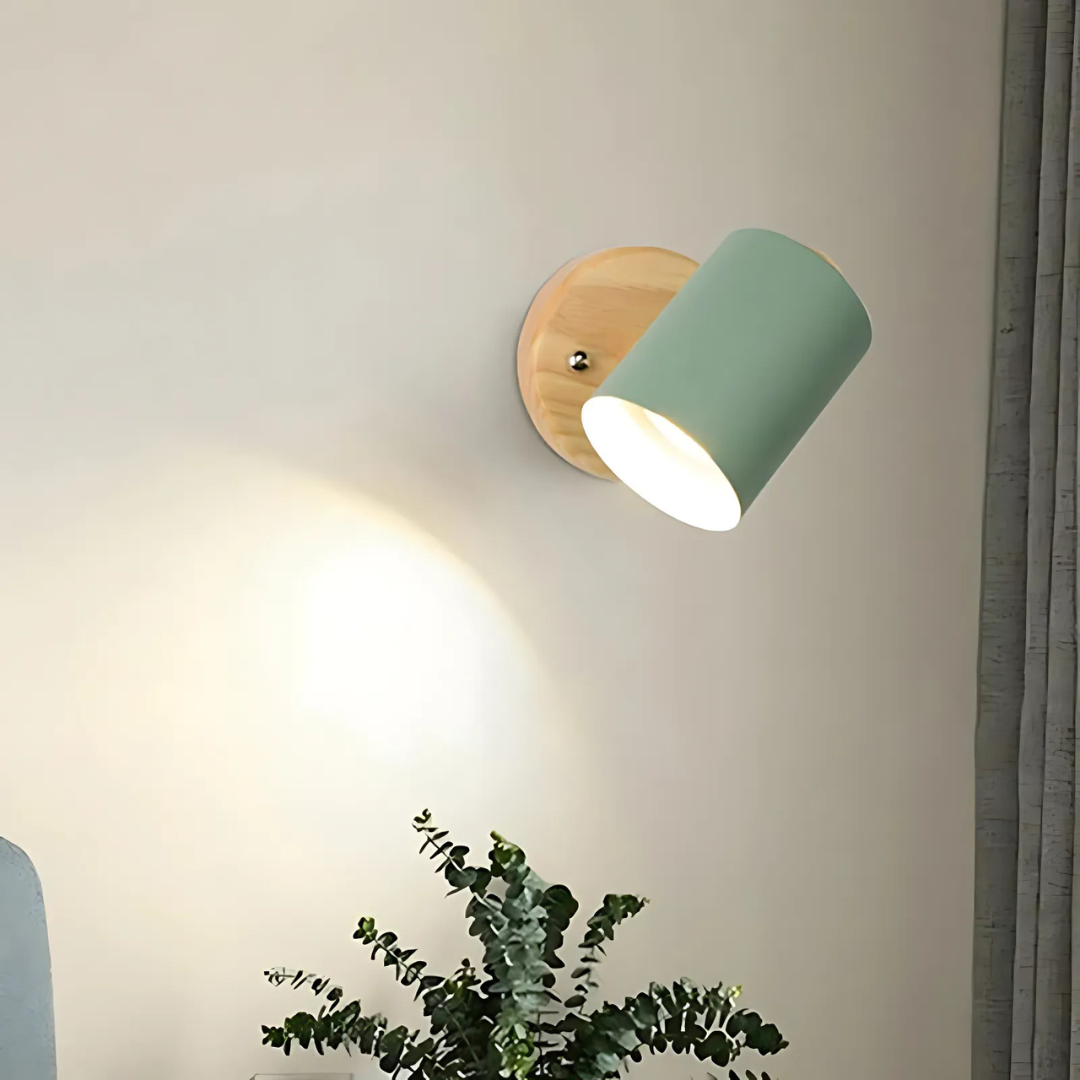 Applique da parete moderna minimalista cilindrica in legno LED 1 luce
