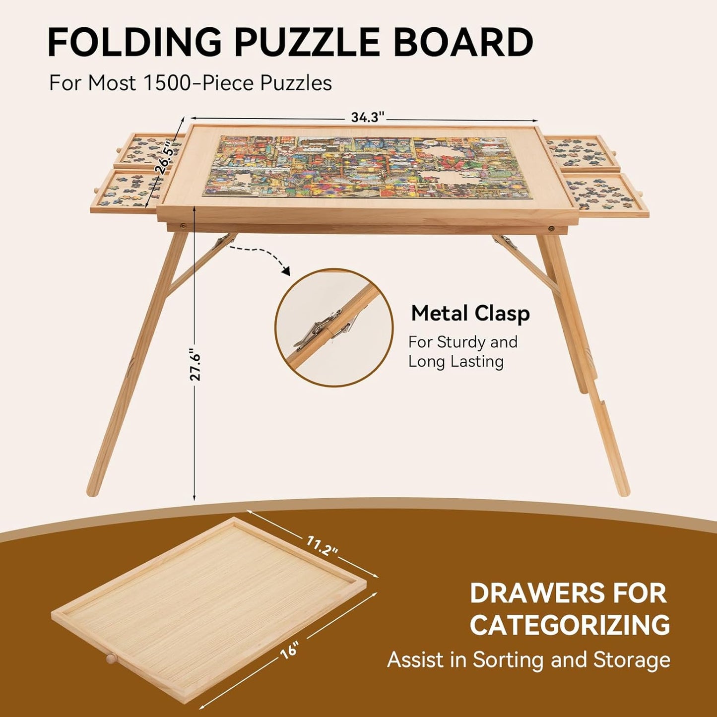 Puzzle Table with Drawers – Storage Tabletop for Jigsaw Enthusiasts
