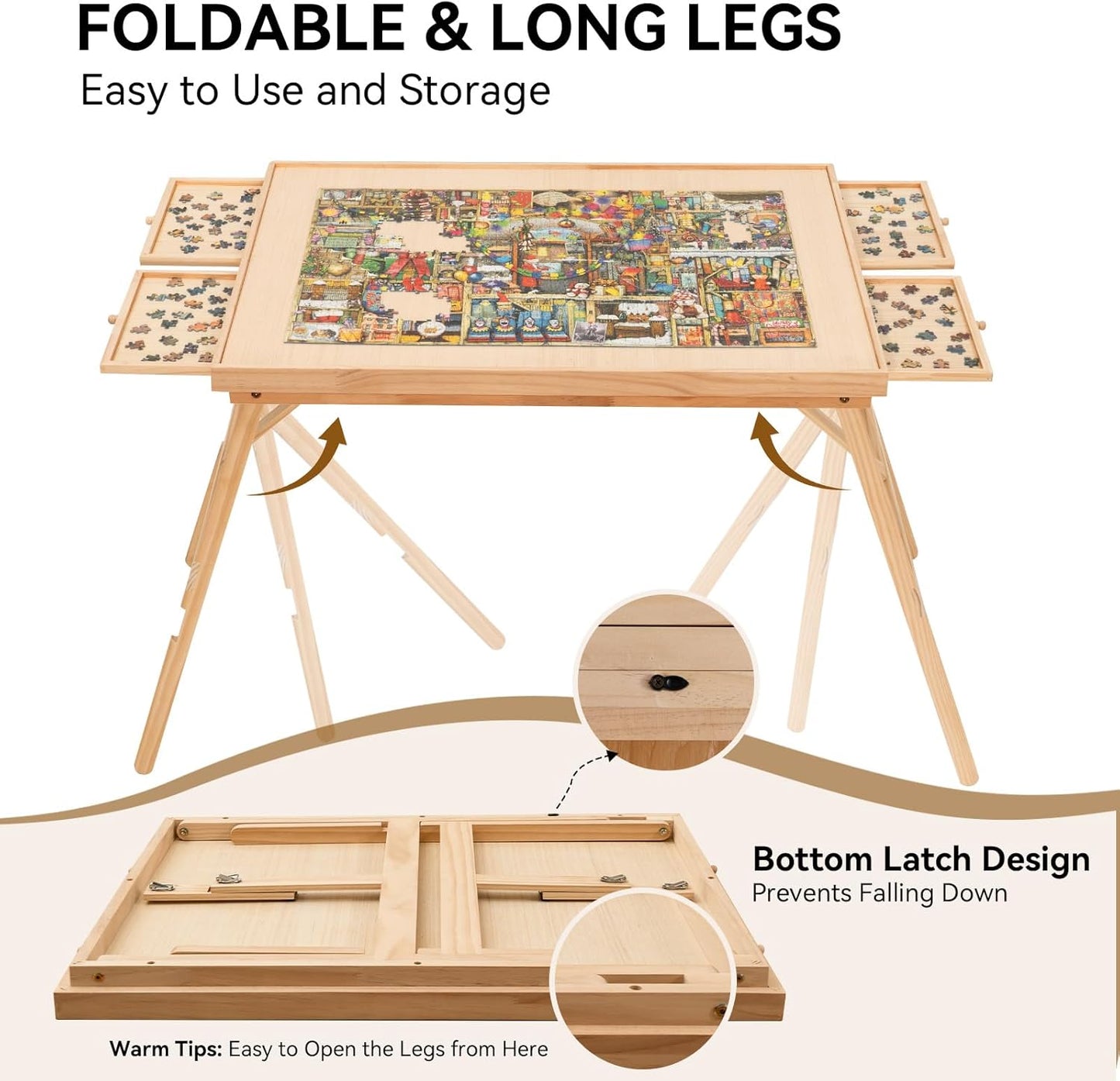 Puzzle Table with Drawers – Storage Tabletop for Jigsaw Enthusiasts