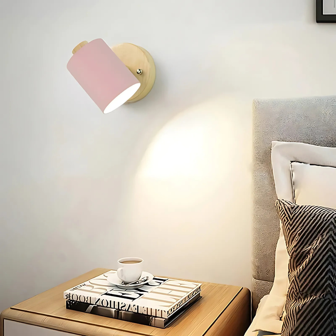 Applique da parete moderna minimalista cilindrica in legno LED 1 luce