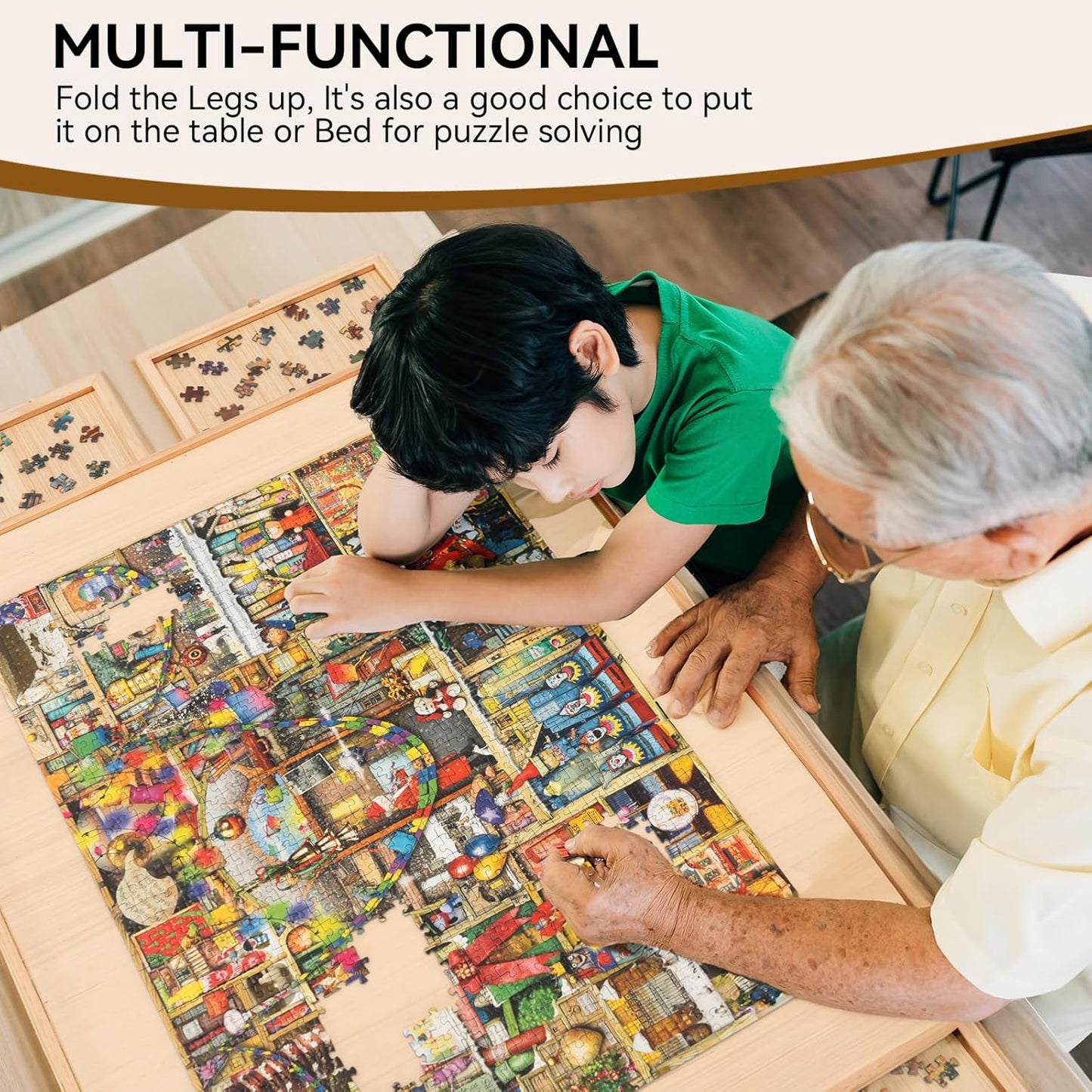 Puzzle Table with Drawers – Storage Tabletop for Jigsaw Enthusiasts