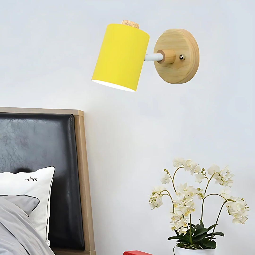 Applique da parete moderna minimalista cilindrica in legno LED 1 luce