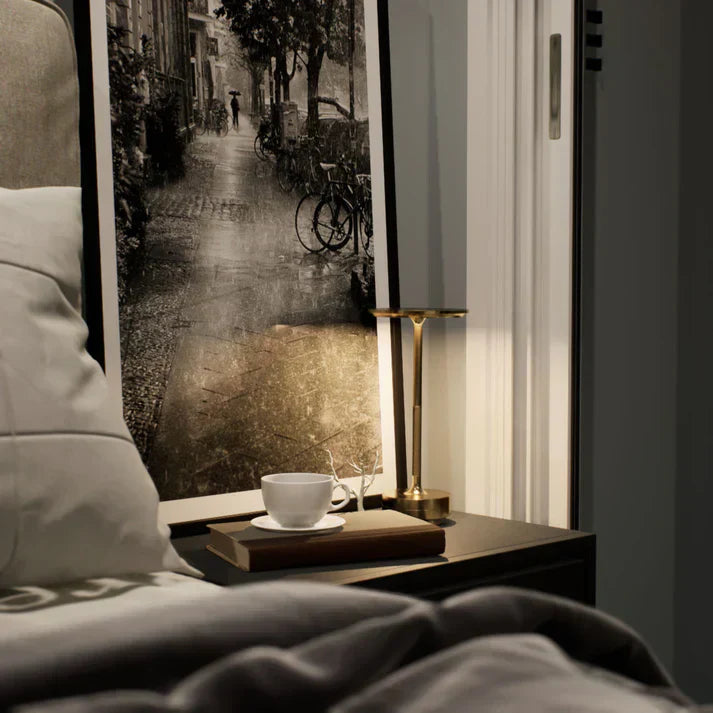 Modern Brass Cone LED Rechargeable Table Lamp 1-Light