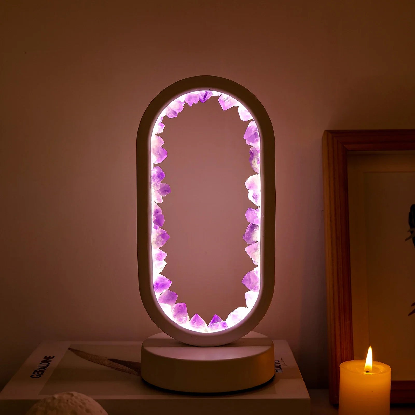 Modern Crystal Oval LED Table Lamp 1-Light