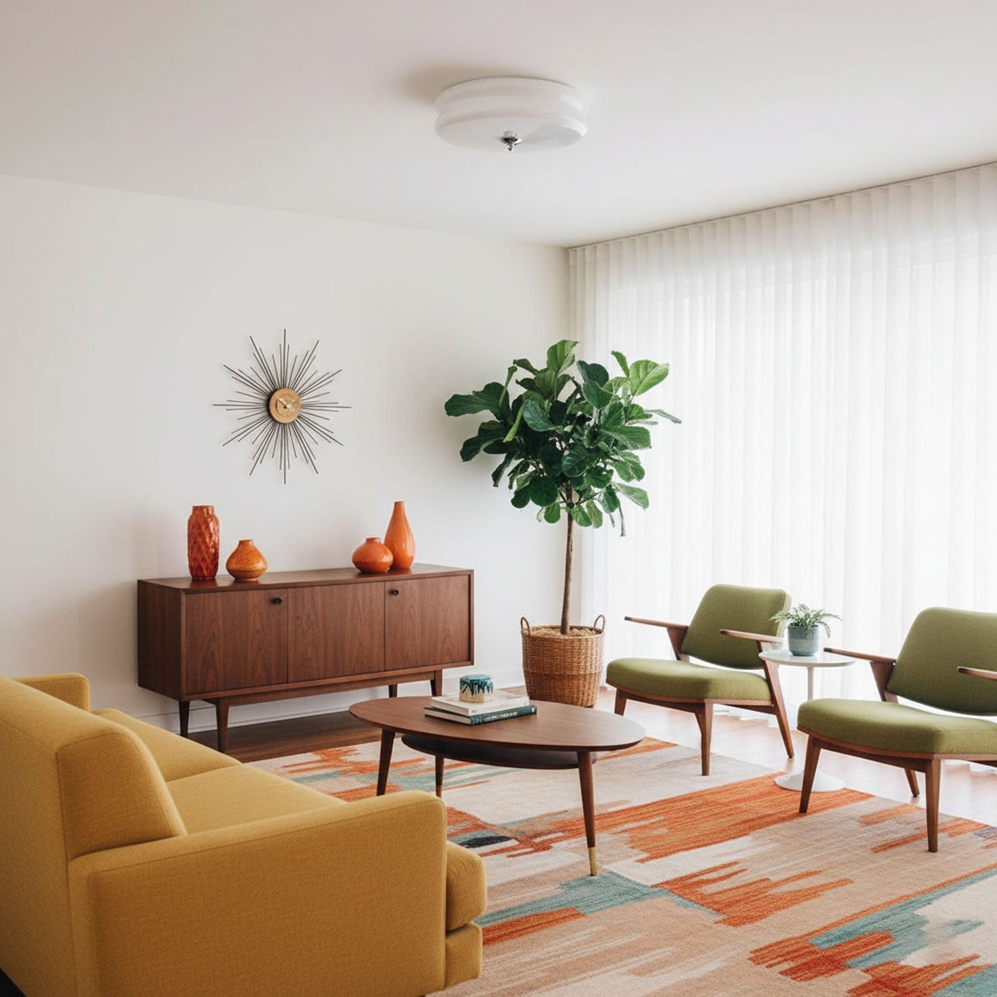 Art Deco Vintage Round Glass Ceiling Light 1-Light