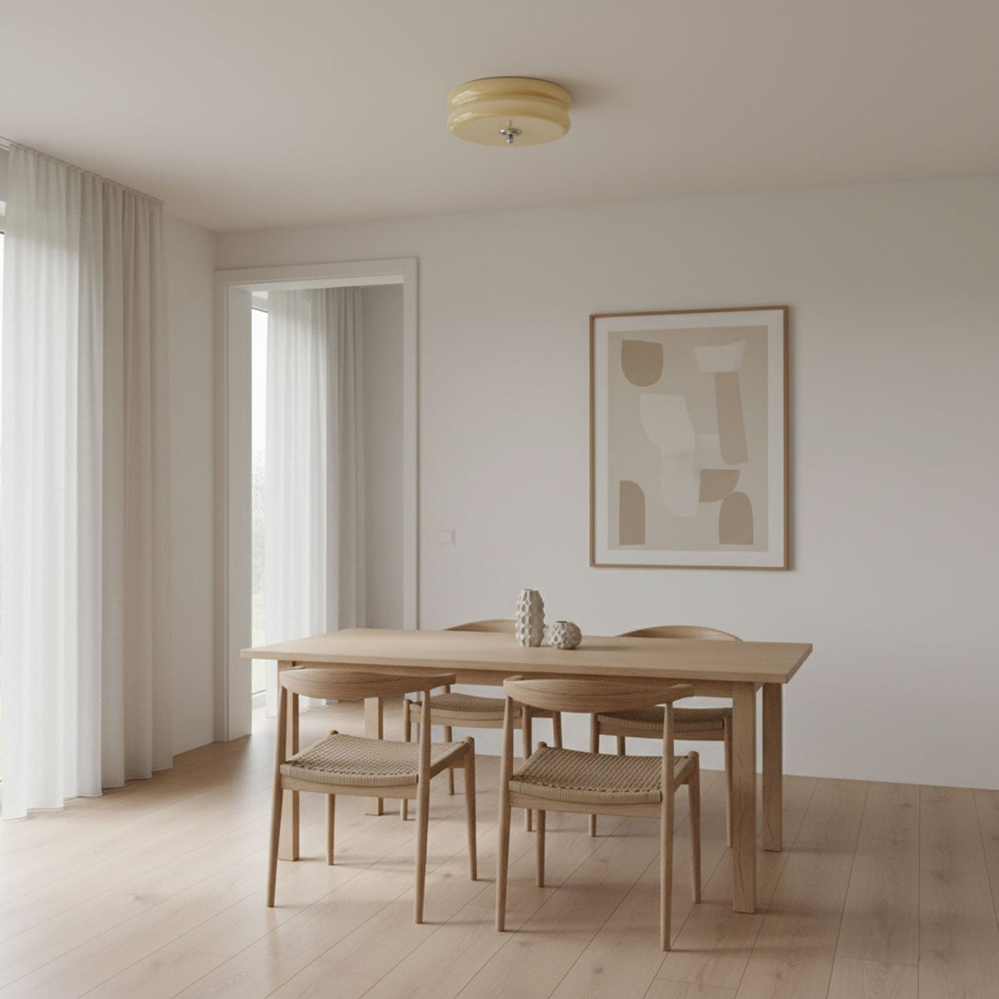 Art Deco Vintage Round Glass Ceiling Light 1-Light