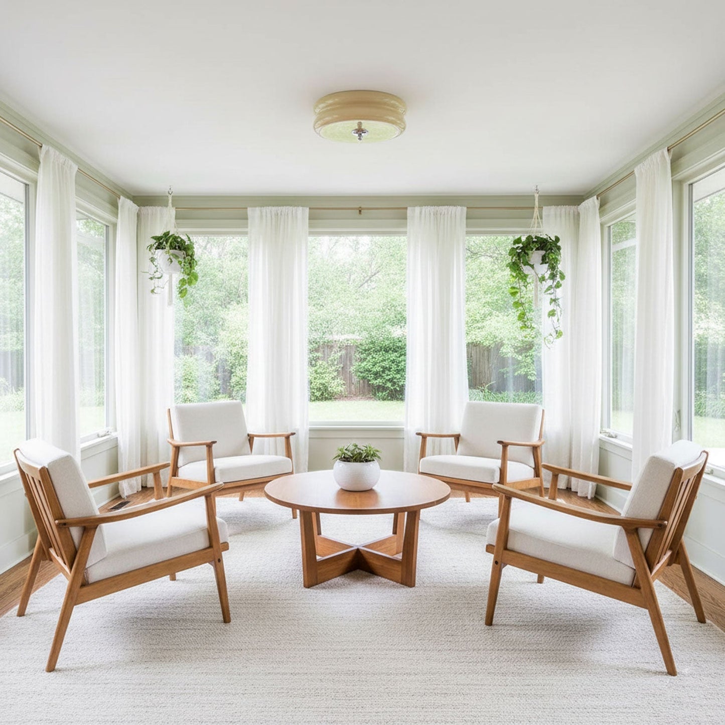 Art Deco Vintage Round Glass Ceiling Light 1-Light