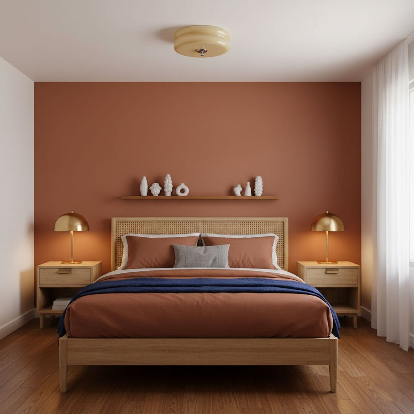 Art Deco Vintage Round Glass Ceiling Light 1-Light