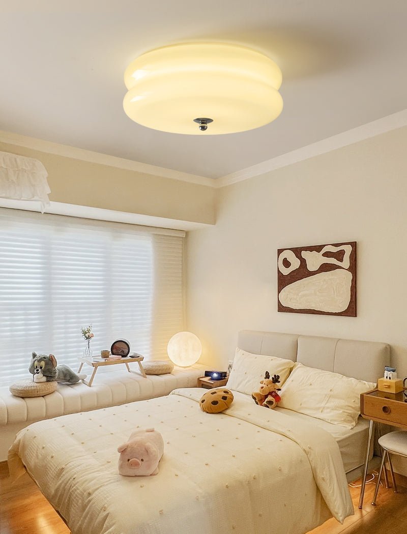 Art Deco Vintage Round Glass Ceiling Light 1-Light