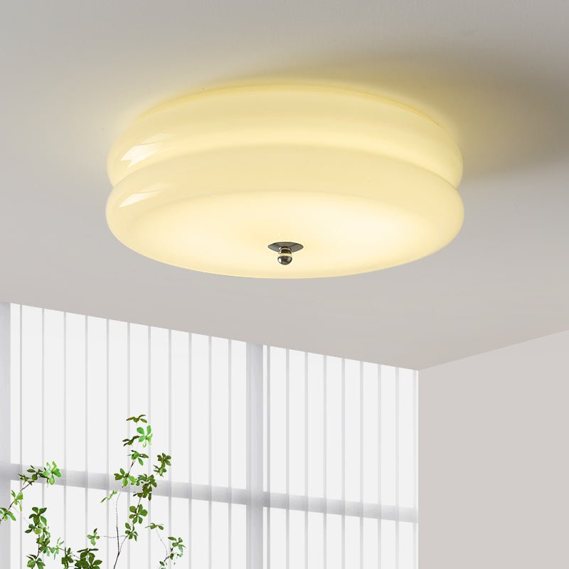 Art Deco Vintage Round Glass Ceiling Light 1-Light