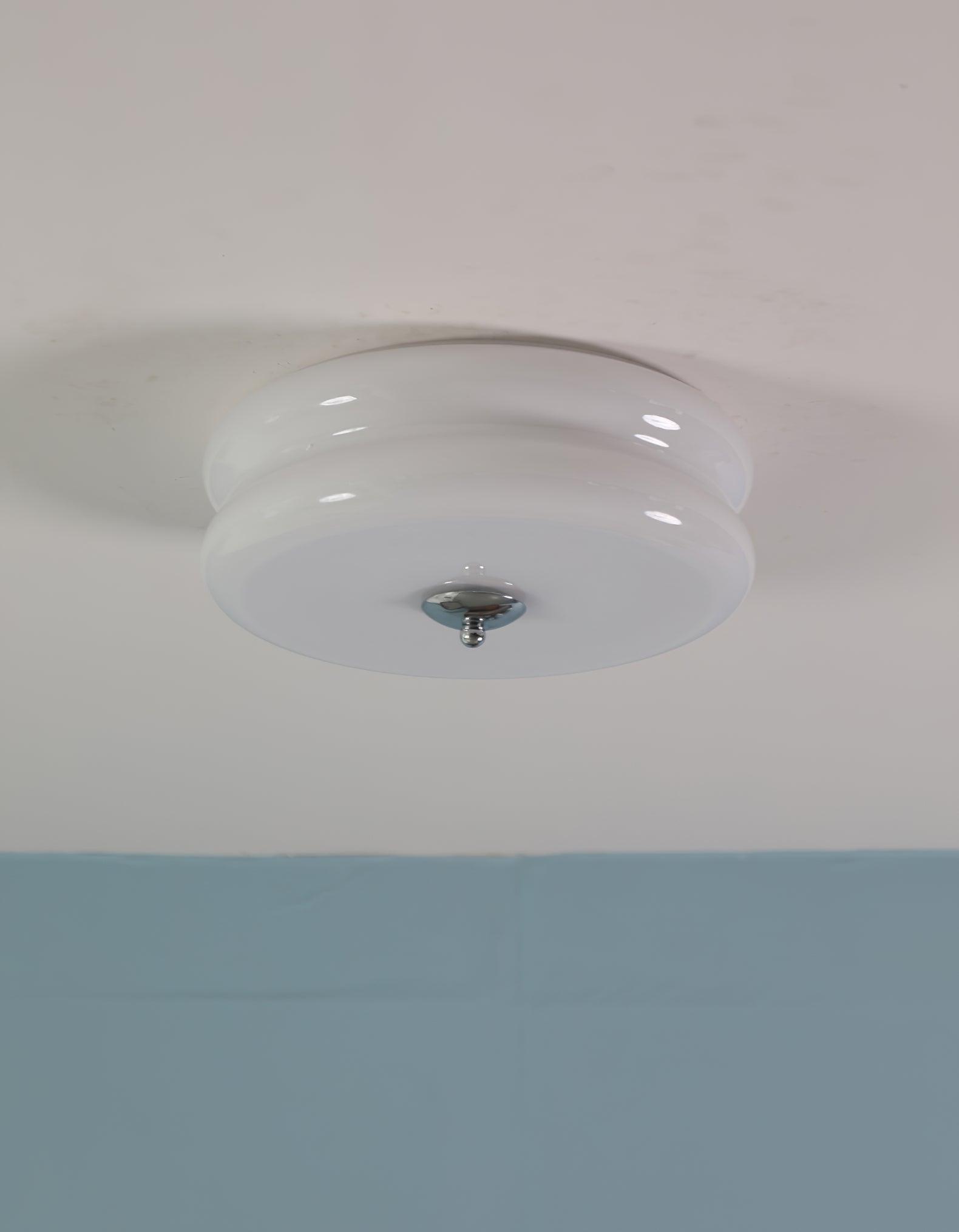 Art Deco Vintage Round Glass Ceiling Light 1-Light