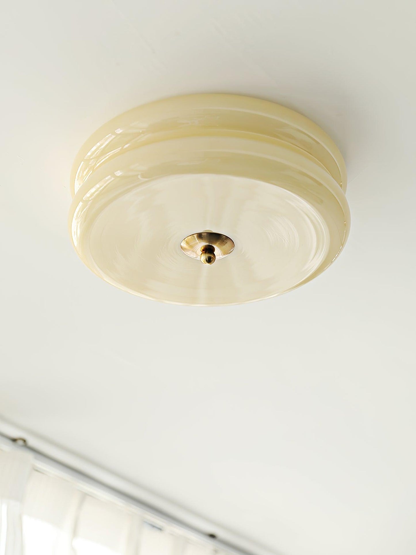 Art Deco Vintage Round Glass Ceiling Light 1-Light