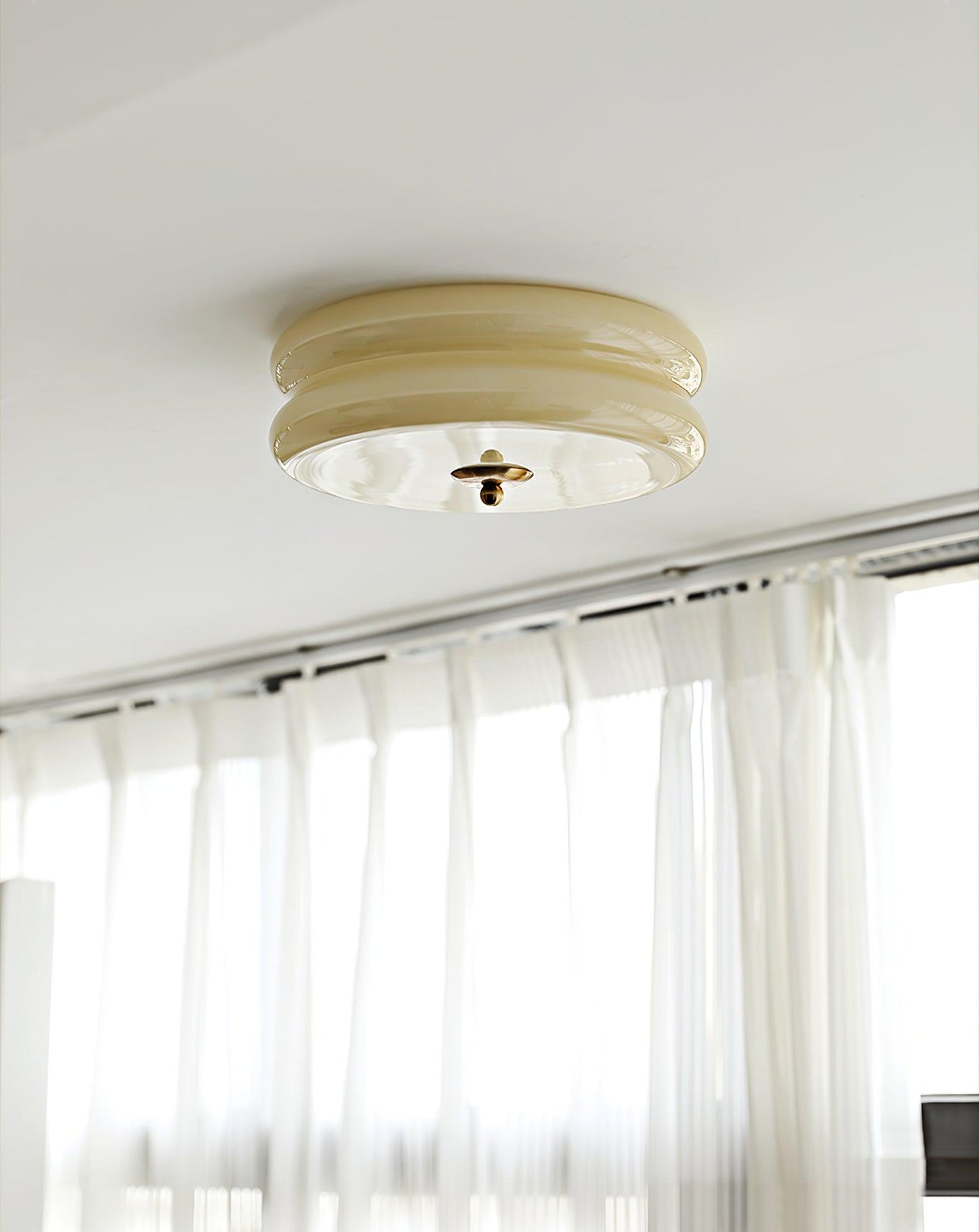 Art Deco Vintage Round Glass Ceiling Light 1-Light
