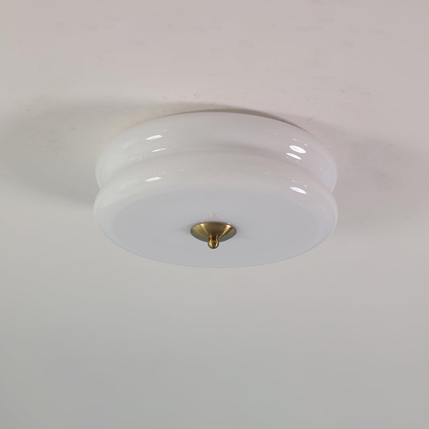 Art Deco Vintage Round Glass Ceiling Light 1-Light