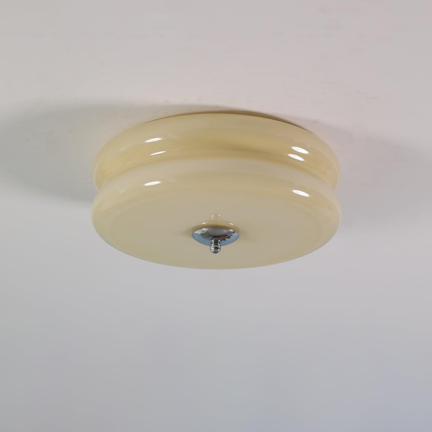 Art Deco Vintage Round Glass Ceiling Light 1-Light