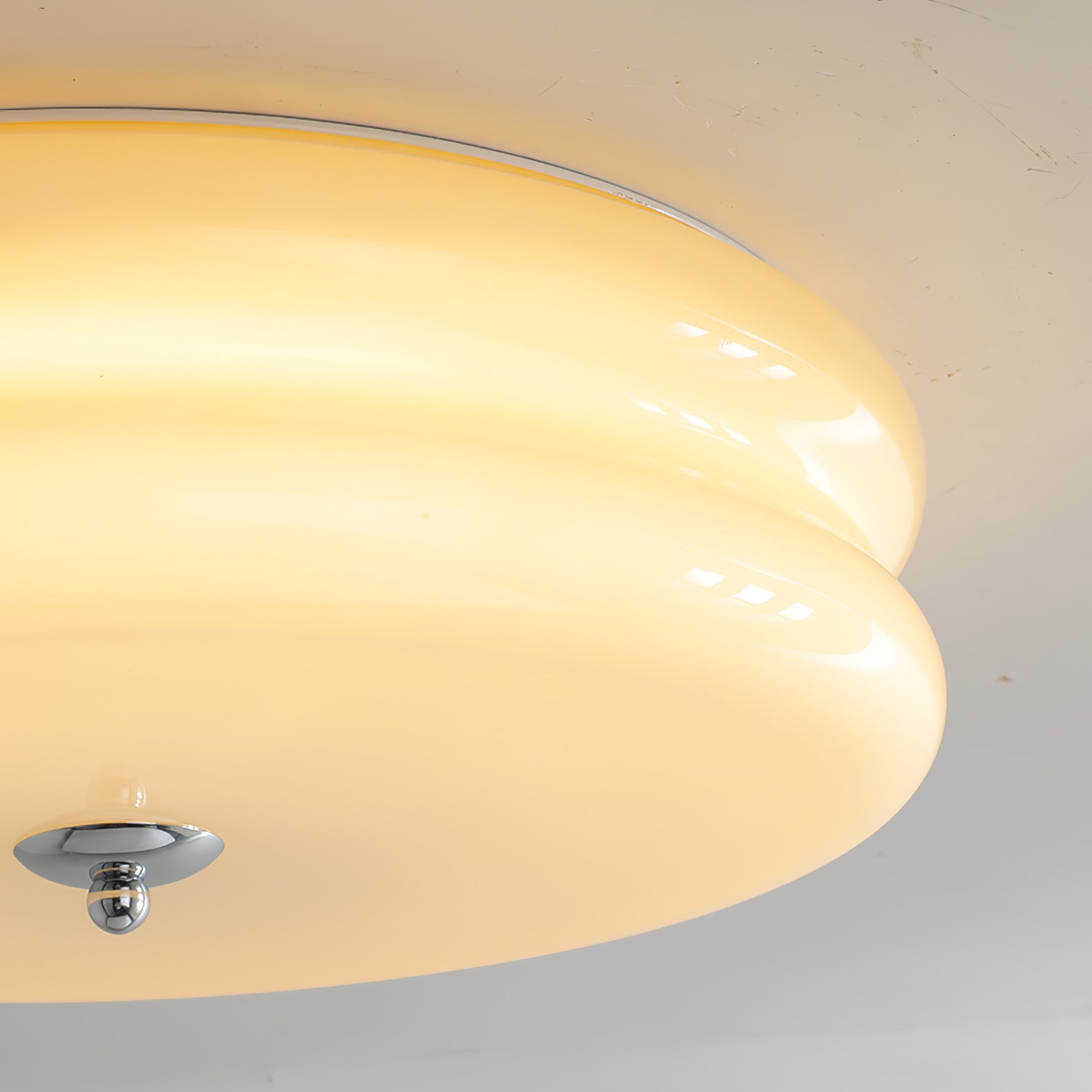 Art Deco Vintage Round Glass Ceiling Light 1-Light