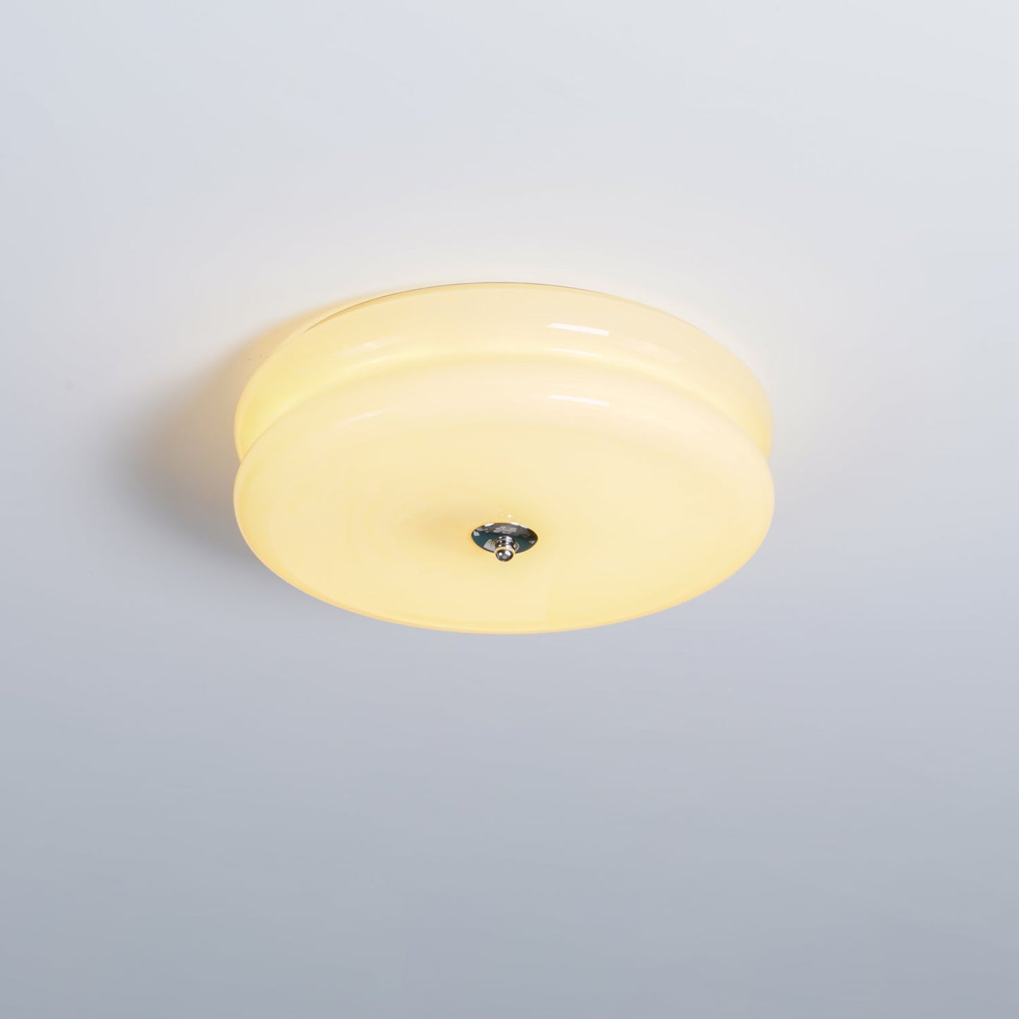 Art Deco Vintage Round Glass Ceiling Light 1-Light