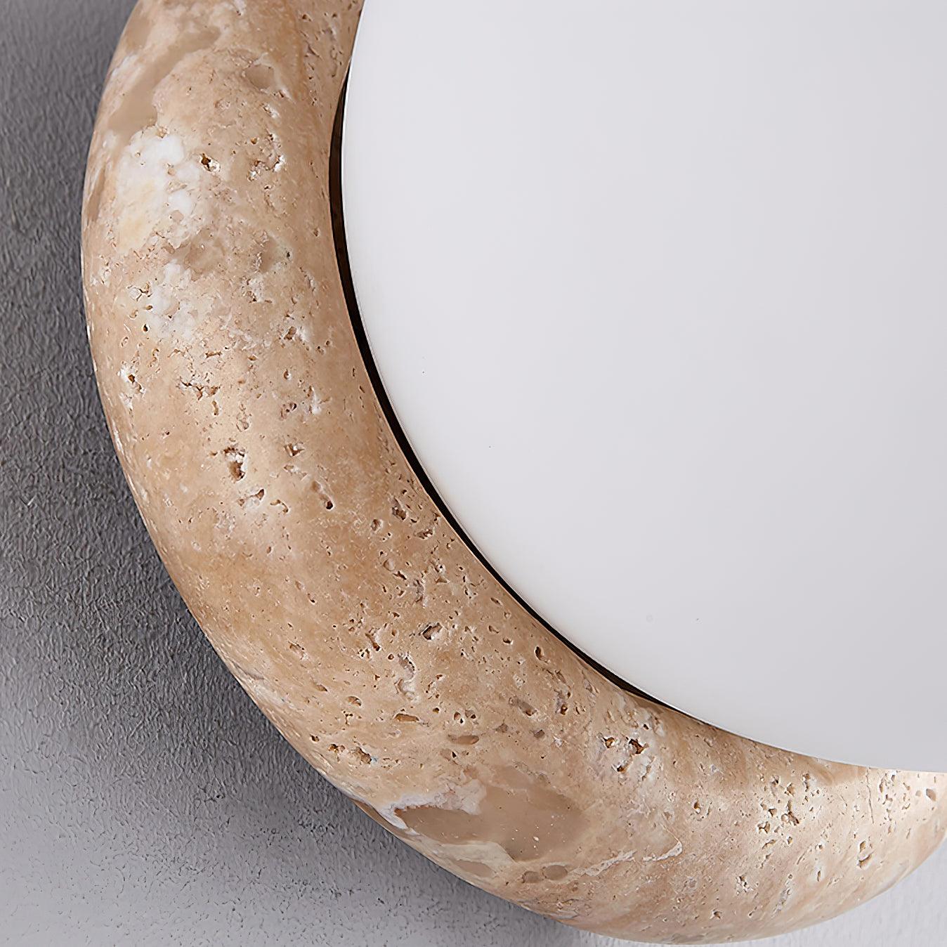 Modern Travertine Stone Round Outdoor Wall Light LED 1-Light