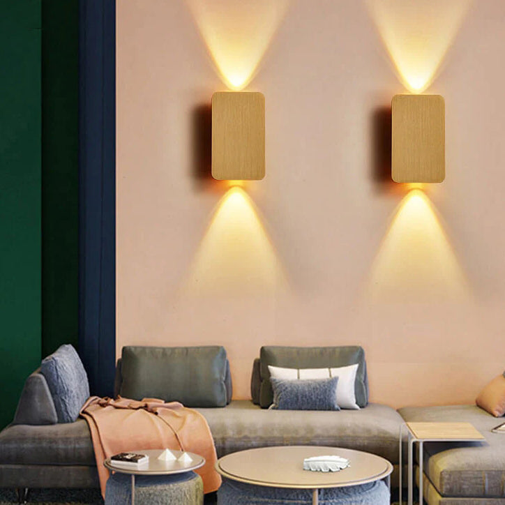 Applique da parete nordica minimalista in vetro rettangolare LED 2 luci