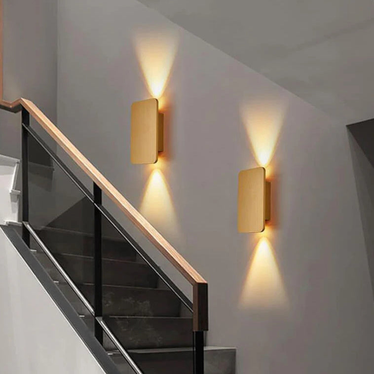 Applique da parete nordica minimalista in vetro rettangolare LED 2 luci