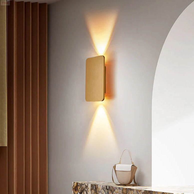 Applique da parete nordica minimalista in vetro rettangolare LED 2 luci