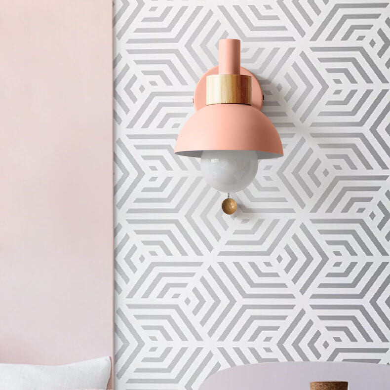 Applique da parete nordica in legno e metallo a globo LED 1 luce