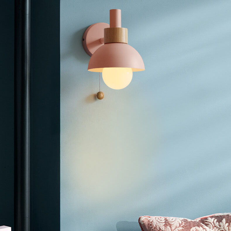 Applique da parete nordica in legno e metallo a globo LED 1 luce