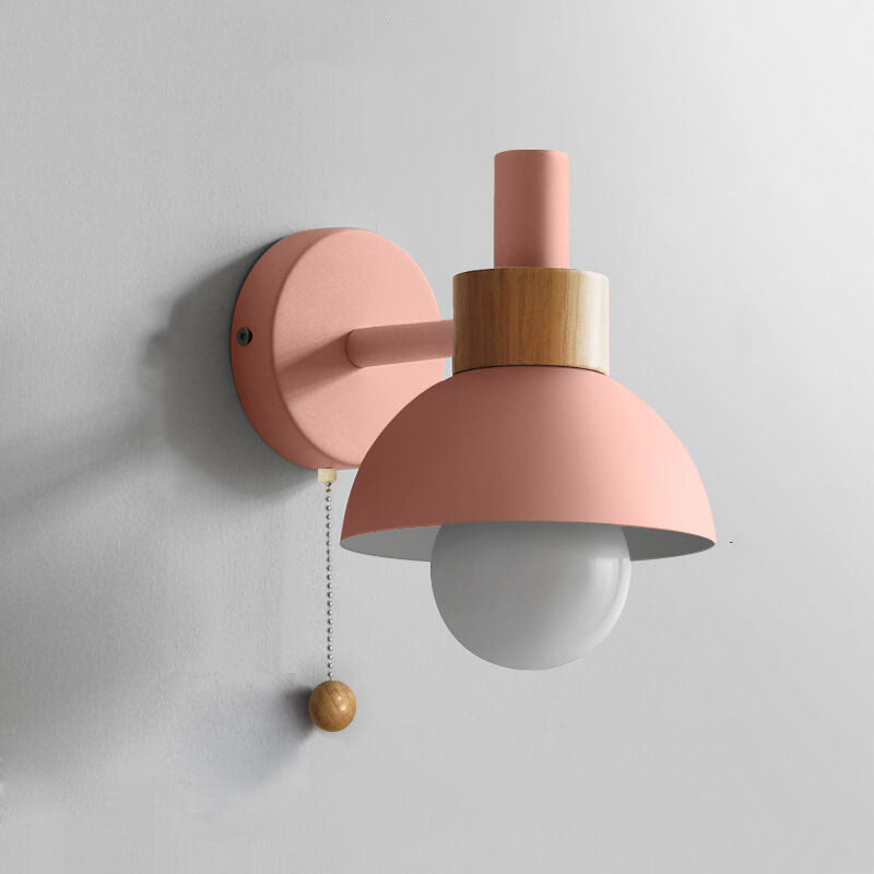 Applique da parete nordica in legno e metallo a globo LED 1 luce