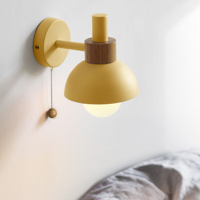 Applique da parete nordica in legno e metallo a globo LED 1 luce