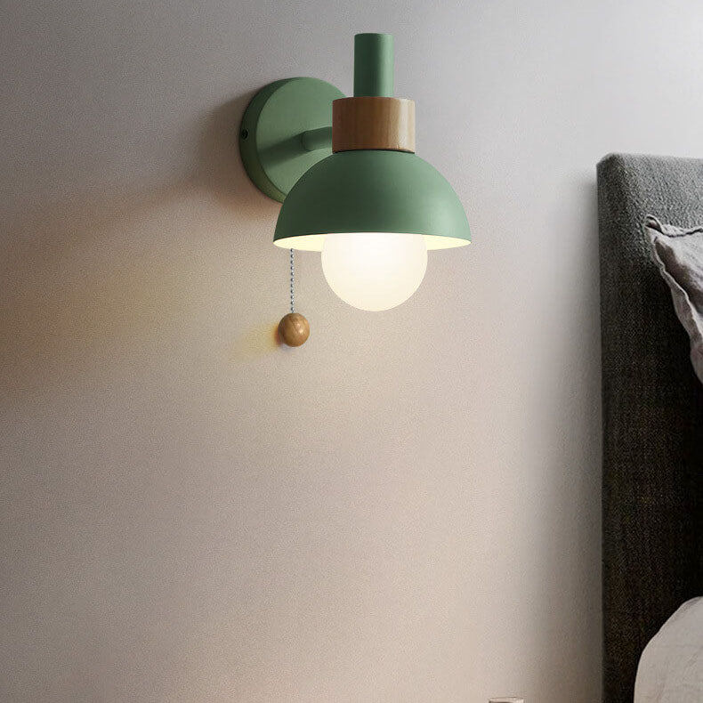 Applique da parete nordica in legno e metallo a globo LED 1 luce