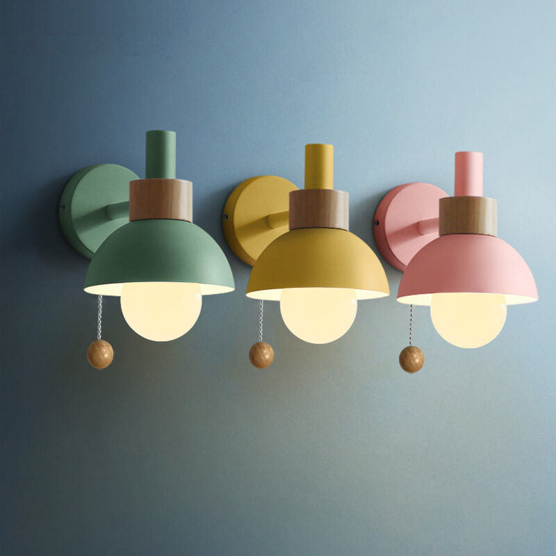 Applique da parete nordica in legno e metallo a globo LED 1 luce
