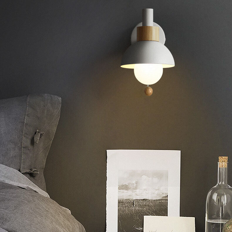 Applique da parete nordica in legno e metallo a globo LED 1 luce