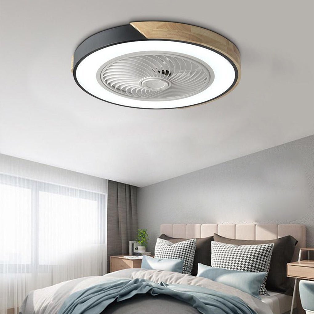 Modern Wood LED Ceiling Light with Fan 1-Light