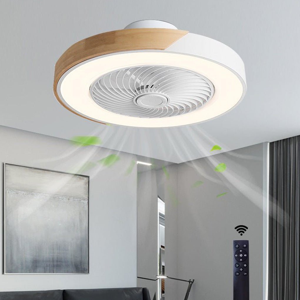 Modern Wood LED Ceiling Light with Fan 1-Light