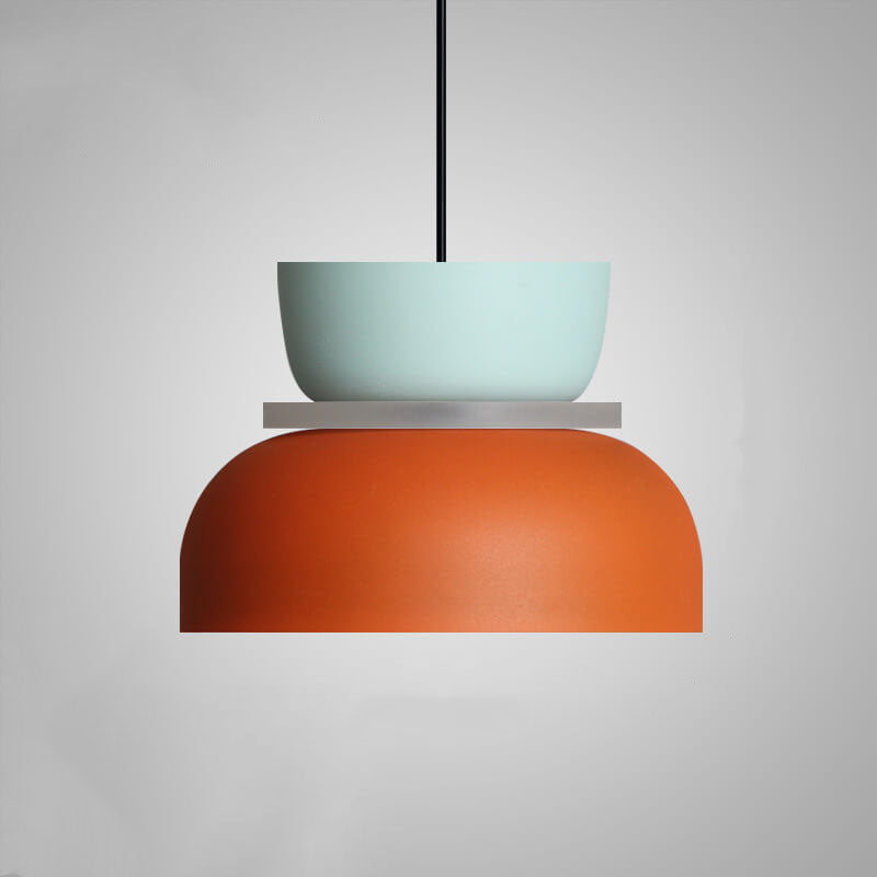 Lampada a sospensione nordica in lega di zinco bicolore a cupola LED 1 luce