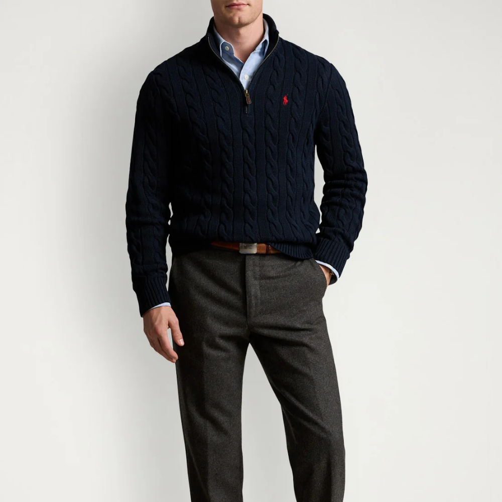 Ralph Lauren Cable-Knit Cotton Quarter-Zip