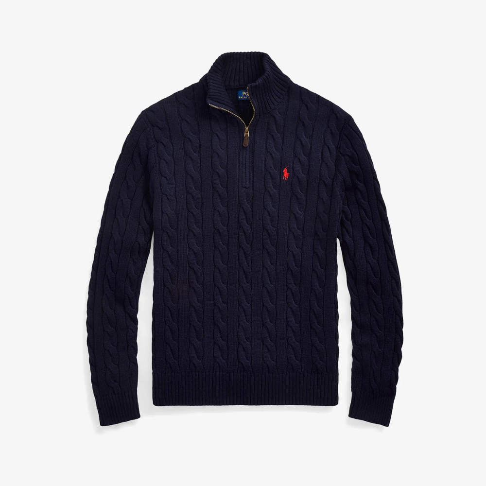 Ralph Lauren Cable-Knit Cotton Quarter-Zip