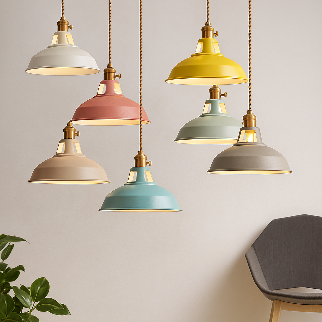 Industrial Colourful Metal Dome Pendant Light LED 1-light