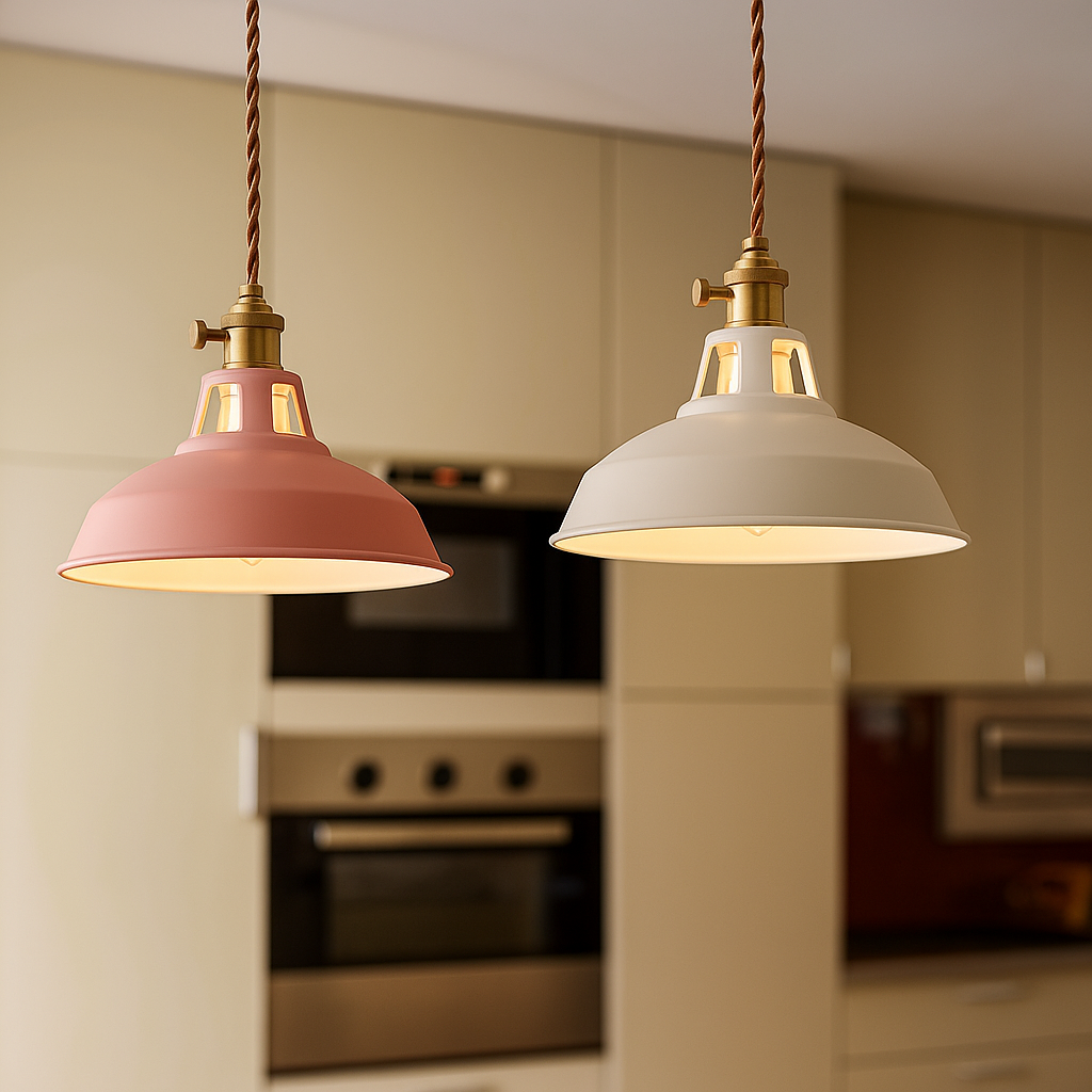 Lampada a sospensione industriale colorata in metallo a cupola LED 1 luce