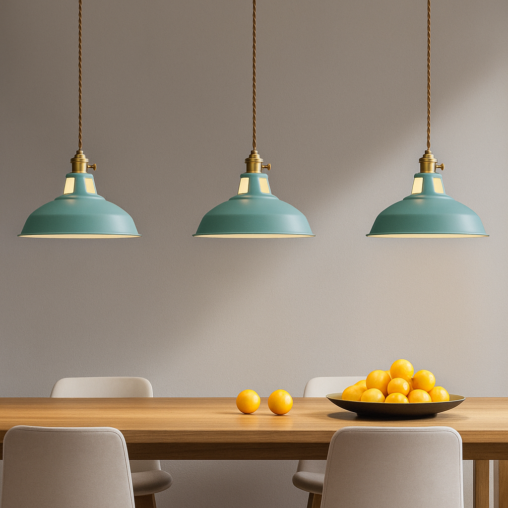Lampada a sospensione industriale colorata in metallo a cupola LED 1 luce