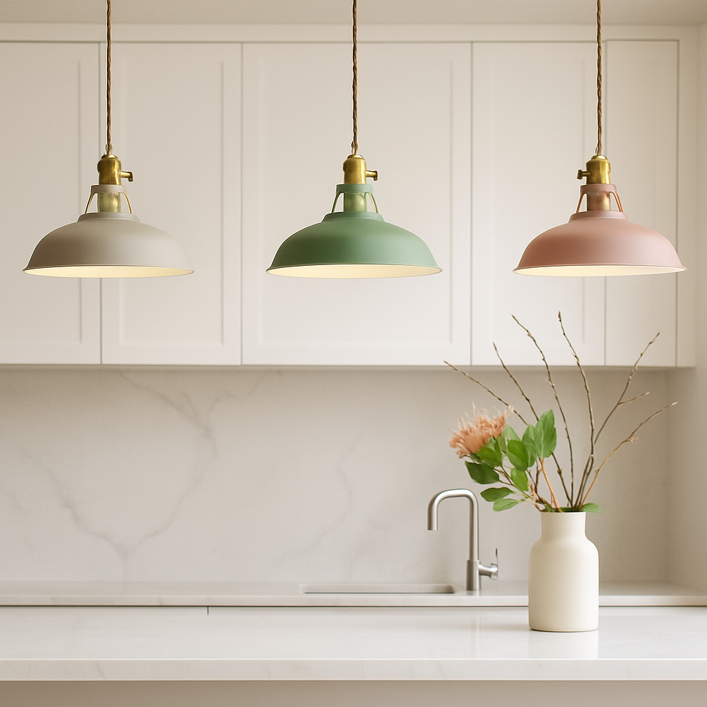 Lampada a sospensione industriale colorata in metallo a cupola LED 1 luce