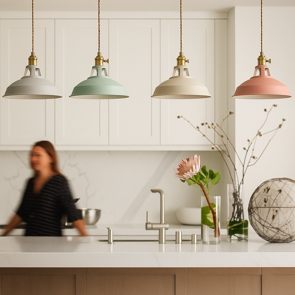 Lampada a sospensione industriale colorata in metallo a cupola LED 1 luce