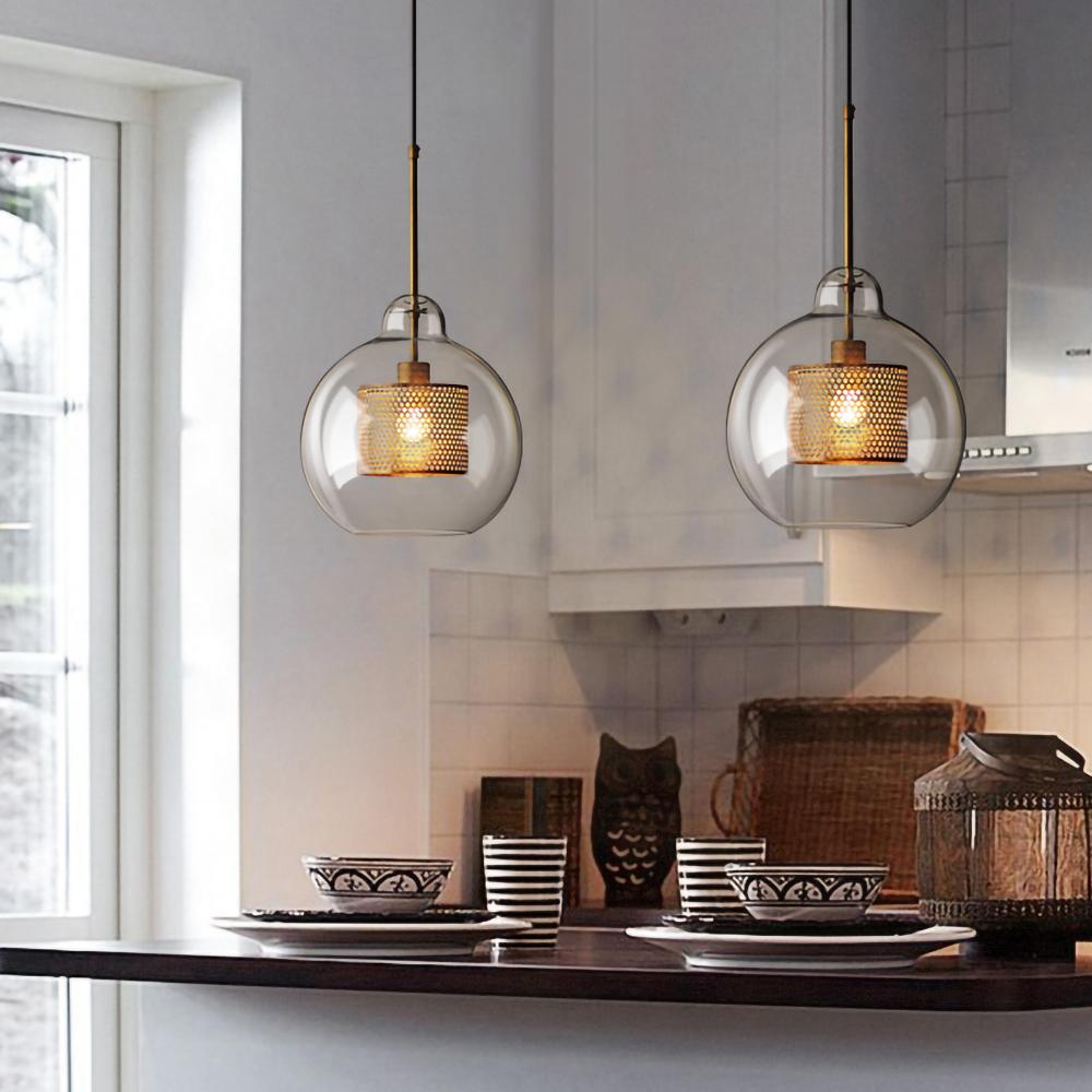 Modern Capsule Perforated Glass Pendant Light 1-Light