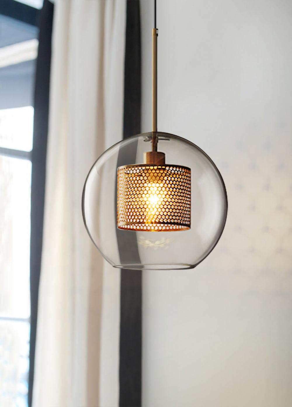 Modern Capsule Perforated Glass Pendant Light 1-Light