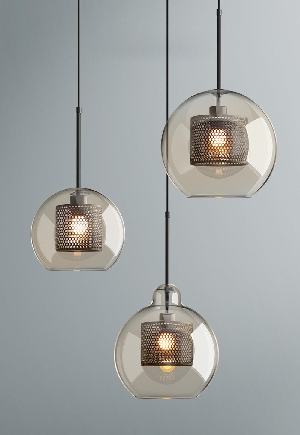 Modern Capsule Perforated Glass Pendant Light 1-Light