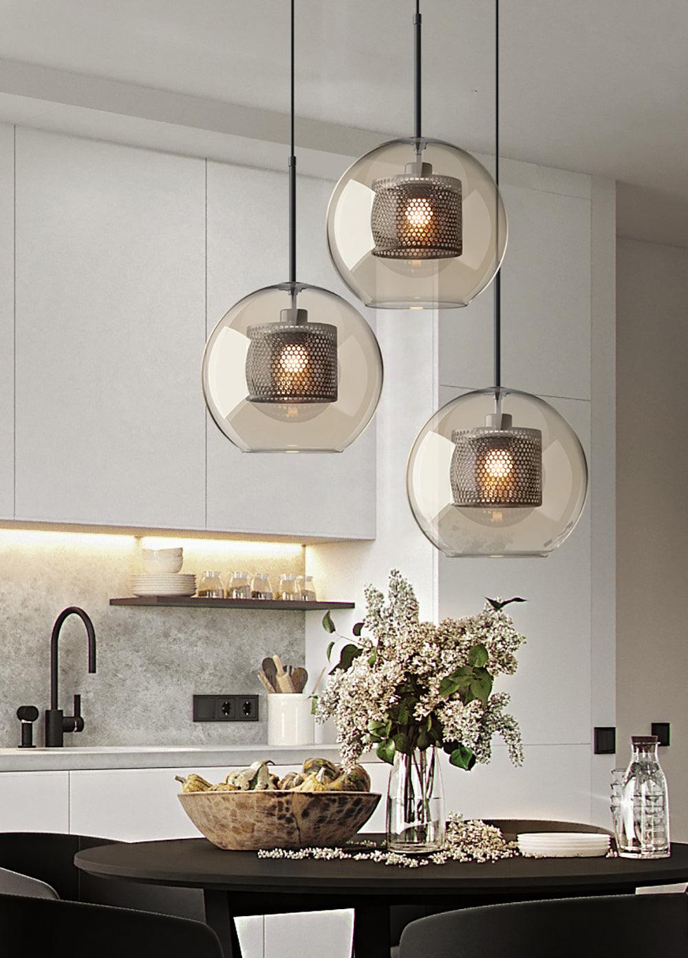 Modern Capsule Perforated Glass Pendant Light 1-Light
