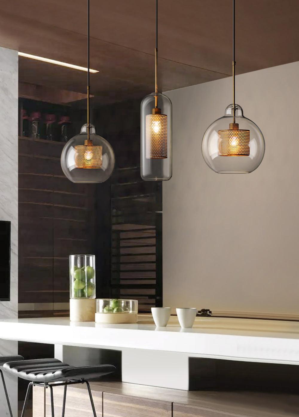 Modern Capsule Perforated Glass Pendant Light 1-Light