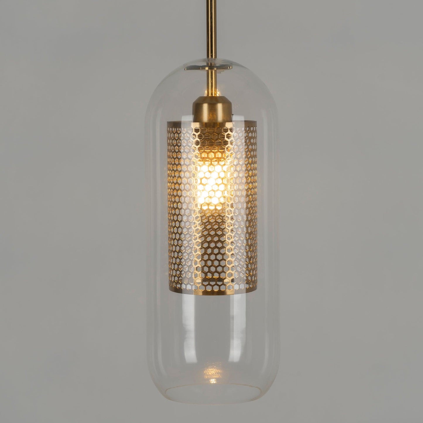 Modern Capsule Perforated Glass Pendant Light 1-Light