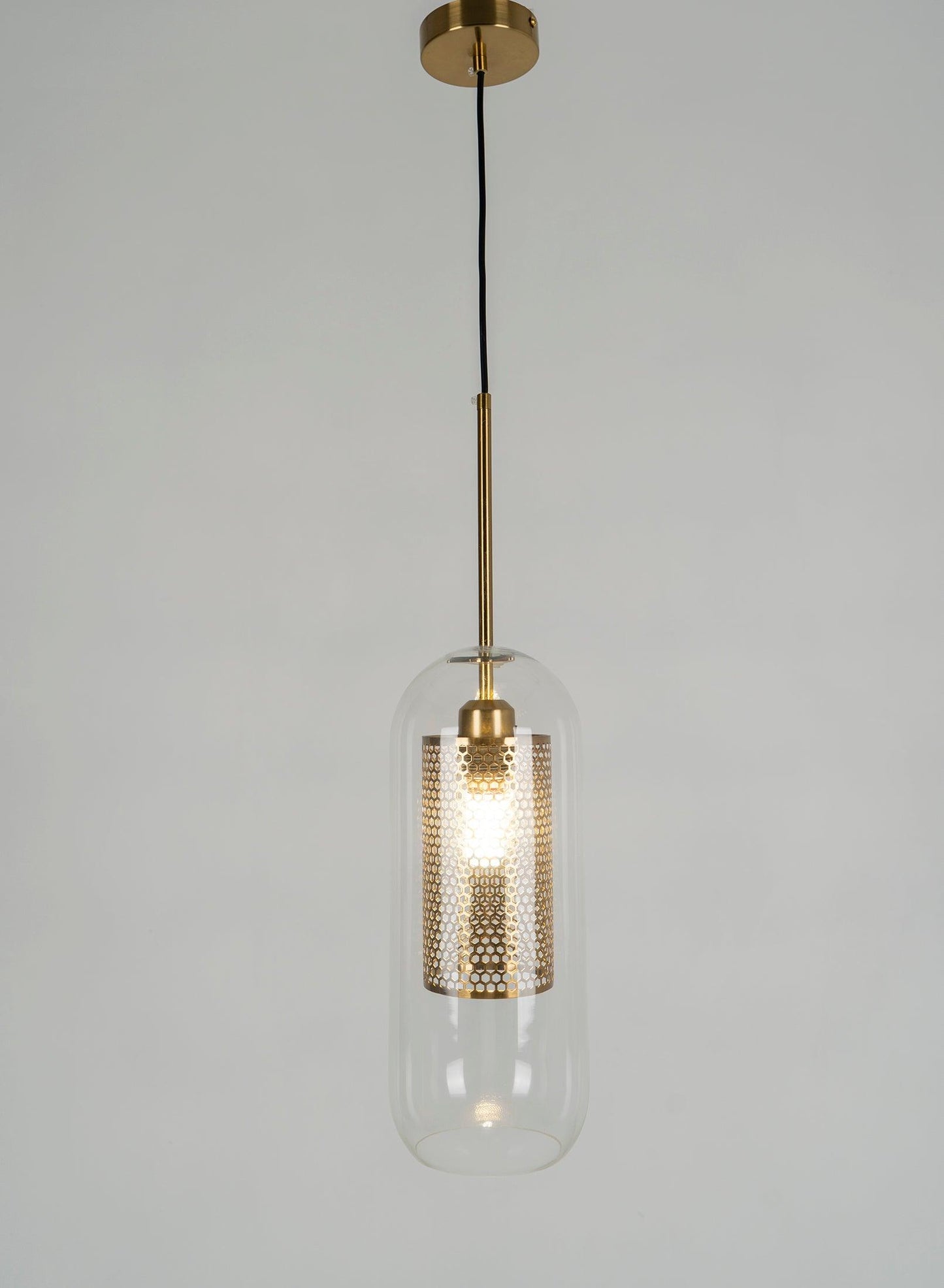 Modern Capsule Perforated Glass Pendant Light 1-Light