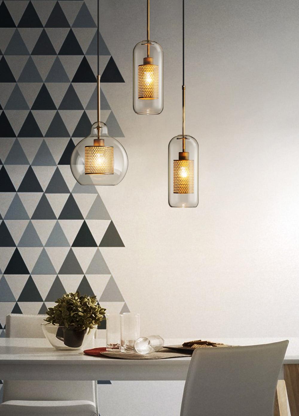 Modern Capsule Perforated Glass Pendant Light 1-Light